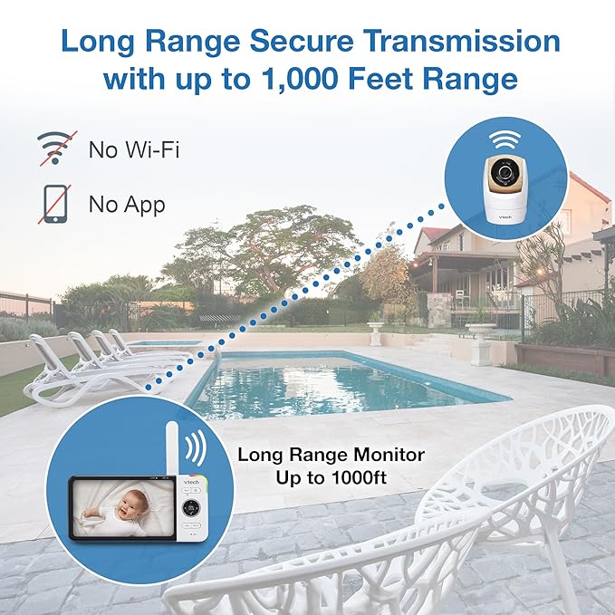 VTech VM928-2HD 5” 720p HD Display 2 Cameras Baby Monitor, 110 Wide Angle View - Image 9