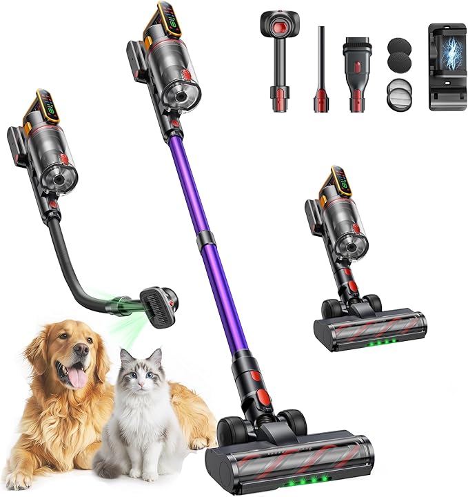 Cordless Vacuum Cleaner 50KPa/600W/65Mins Stick Vacuum Cleaners by Fieety