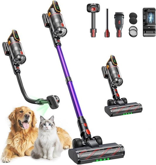 Cordless Vacuum Cleaner 50KPa/600W/65Mins Stick Vacuum Cleaners by Fieety