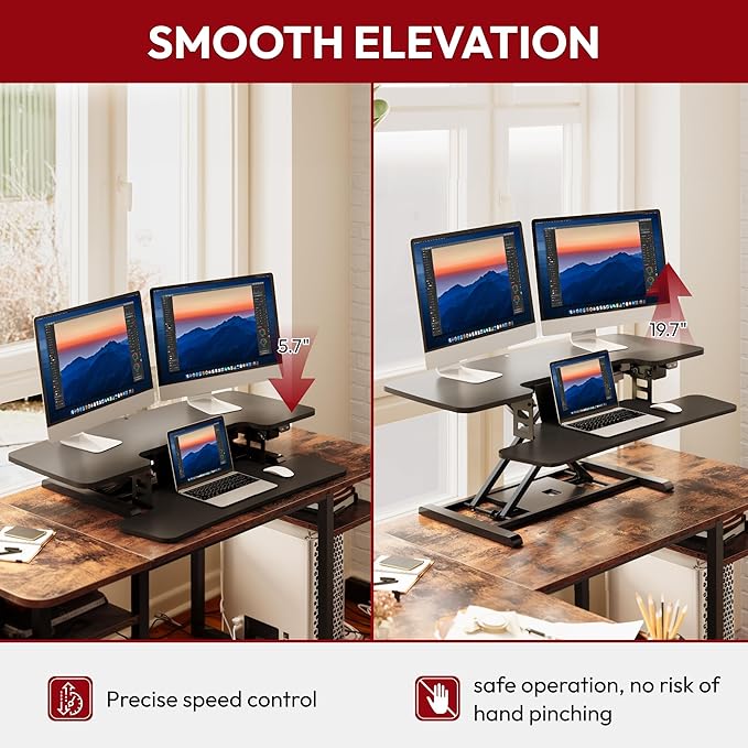 SANODESK 42" Electric Standing Desk Converter, Height Adjustable Riser - Image 4