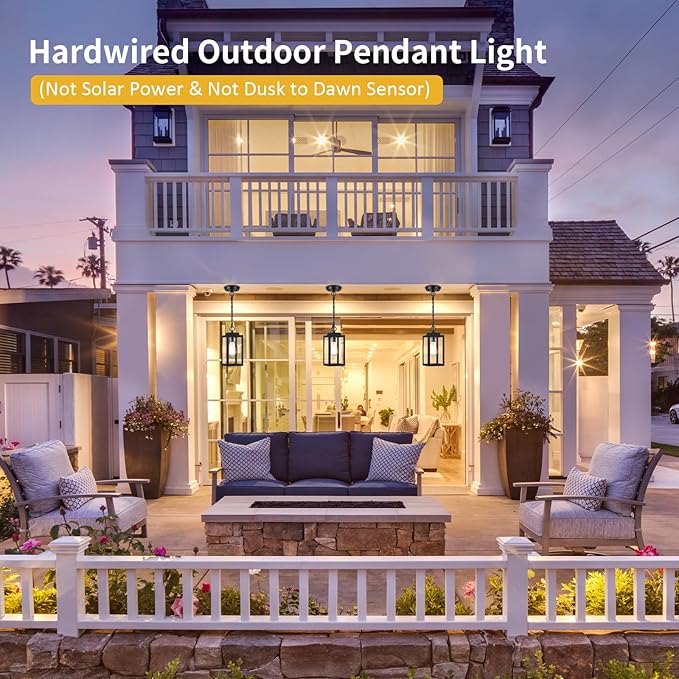 MYHXQ 11'' Outdoor Pendant Light, Modern Outside Chandelier Outdoor Hanging - Image 2