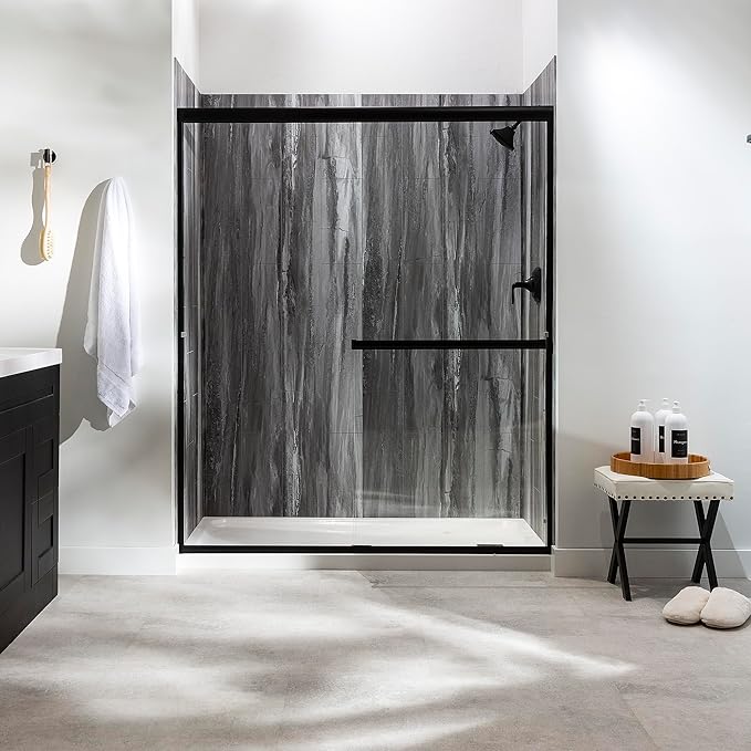 Palisade 78in x 60in x 30in Waterproof Vinyl Shower Surround Kit - Image 3