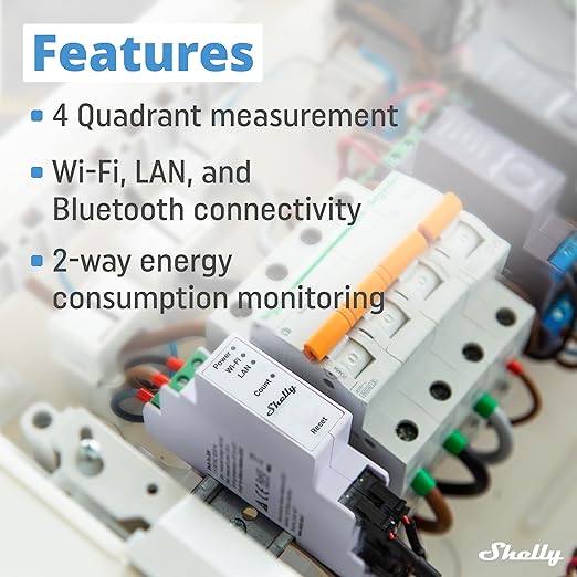 Shelly Pro 3EM | Wi-Fi & LAN, 3-Phase Smart Energy Meter | 2-Way Consumption | - Image 6