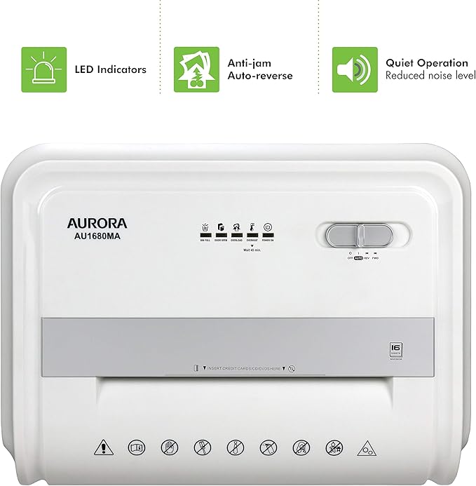Aurora Heavy Duty High Security 16-Sheet Micro-Cut Shredder/Anti-Jam/60 Min Run - Image 5