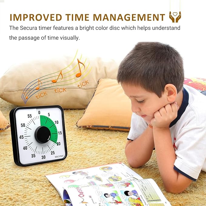 Secura 60-Minute Visual Countdown Timer, 7.5-Inch Oversize Classroom Visual - Image 3