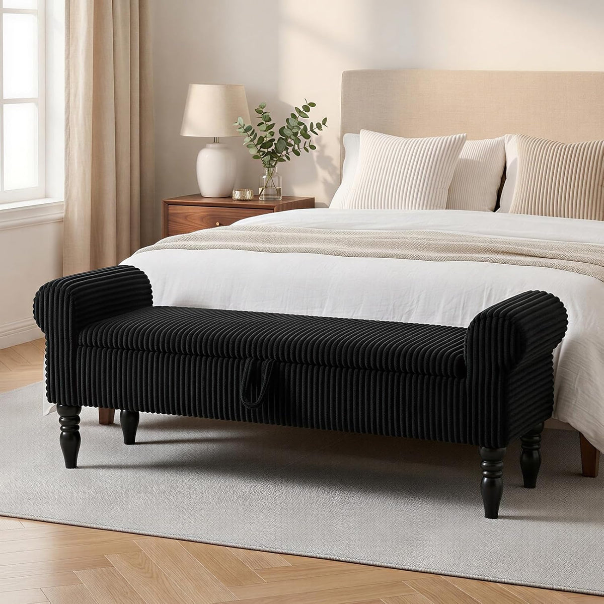 60" storage bench for bedroom,end of bed bench, main product view
