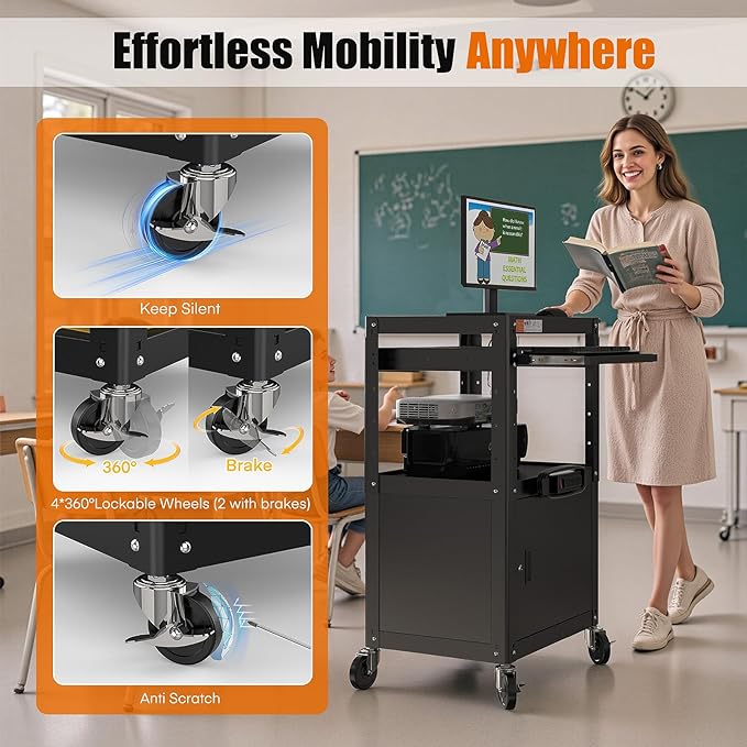 Steel Large AV Cart with Extra Storage - Image 3