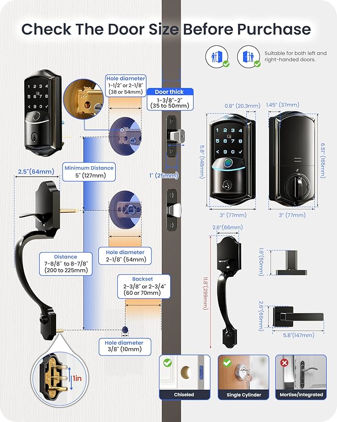 Veise VE027-H Built-in Wi-Fi Fingerprint Smart Deadbolt Lock - Image 9