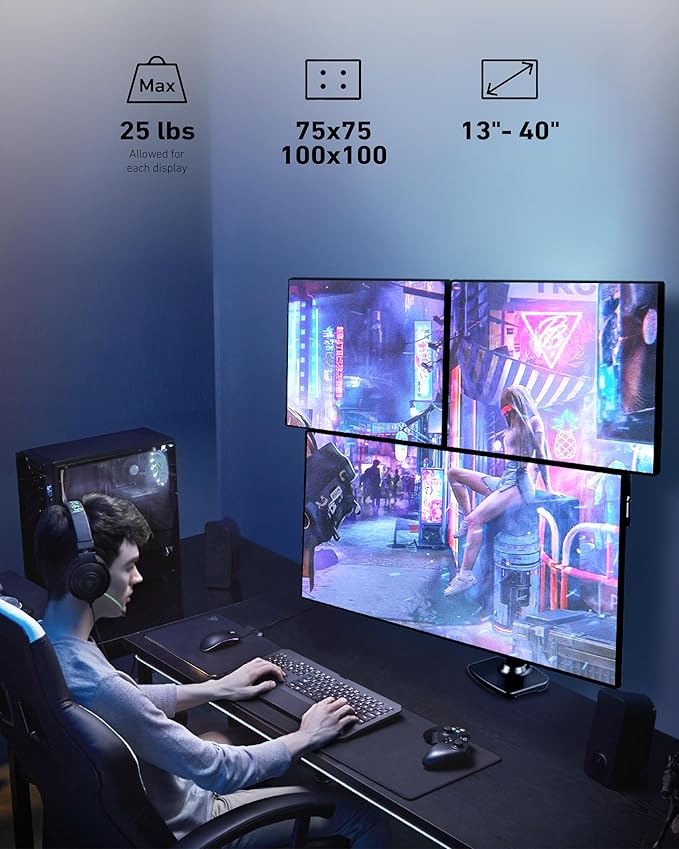 Ergounion Triple Monitor Mount, Holds Screens up to 40 Inches and 25 lbs - Image 8