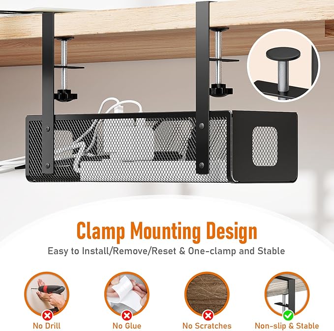 DELAMU Under Desk Cable Management Tray - Image 3