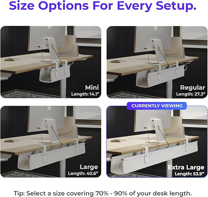 Ascrono Original No Drill Under Desk Cable Management Tray 53.9" - Image 4