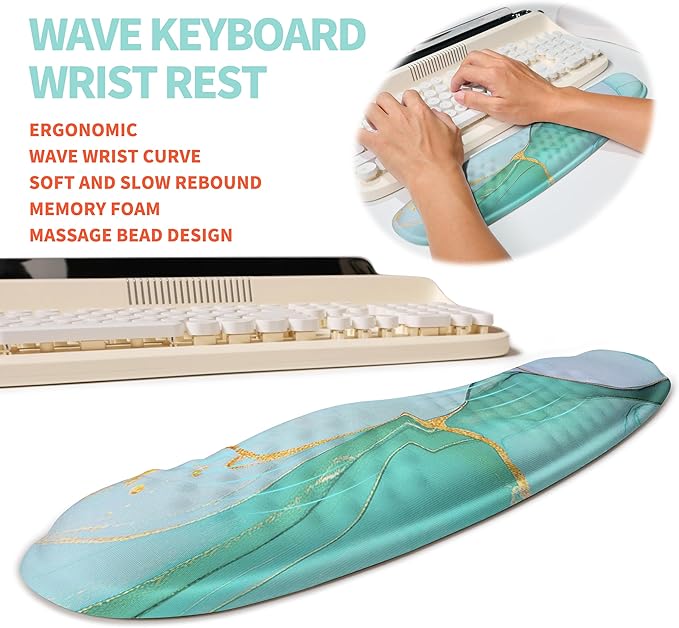 KUOSGM 2-in-1 Ergonomic Set, Wave Rise Keyboard Wrist Rest and Massage Bulge - Image 2