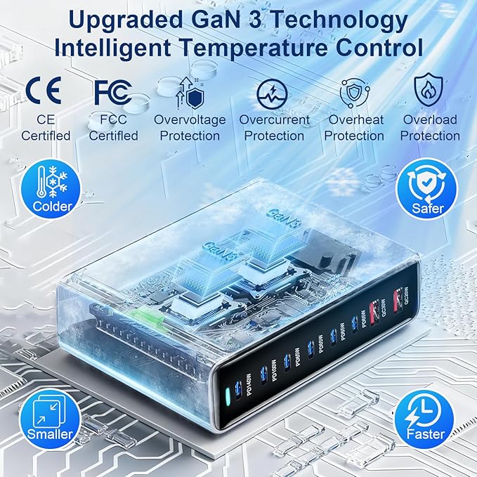 550W USB C Fast Charger Block, PD3.1 140W 8 Port USB Charging Station, GaN Ⅲ - Image 5