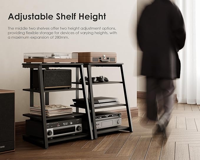 FITUEYES Design 4-Tier AV Media Stand Corner Shelf Stand Wooden Corner Shelves - Image 4