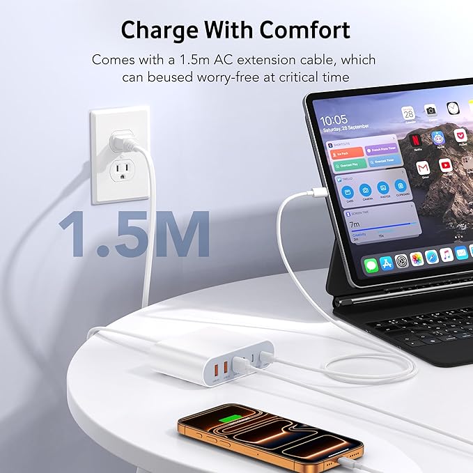 100W USB C Fast Charger Block Compact GaN 6 Port PD USB C and QC USB A Wall - Image 8