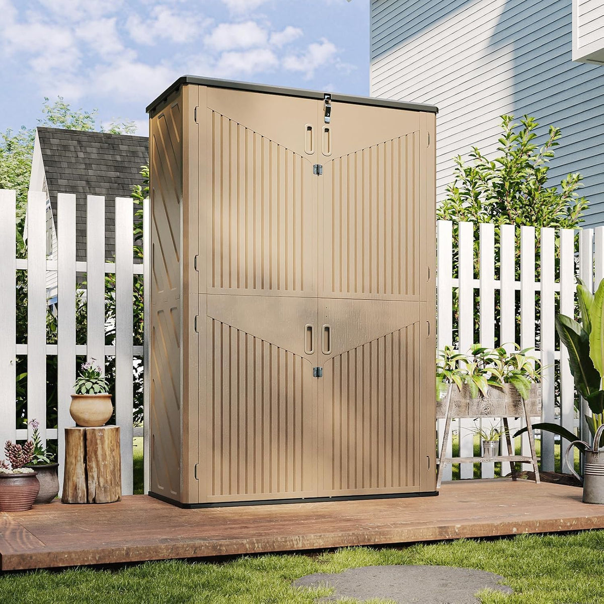 aoxun outdoor storage shed, 64 cu.ft vertical storage, main product view