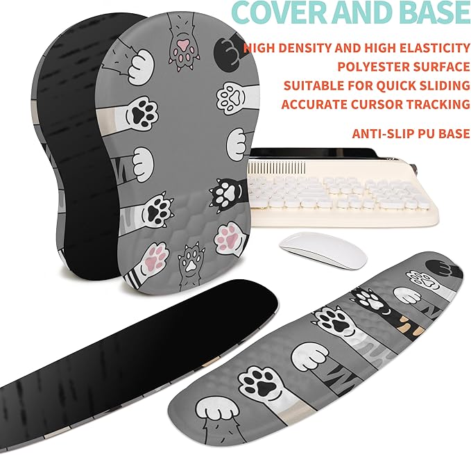 KUOSGM 2-in-1 Ergonomic Set, Wave Rise Keyboard Wrist Rest and Massage Bulge - Image 6