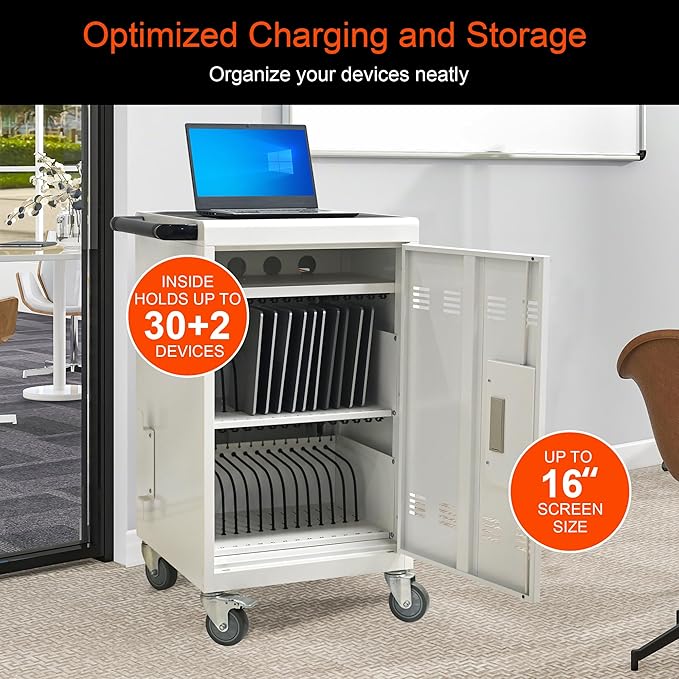 Aokleo Laptop Charging Cart, 32 Devices Tablet Storage Carts - Image 4