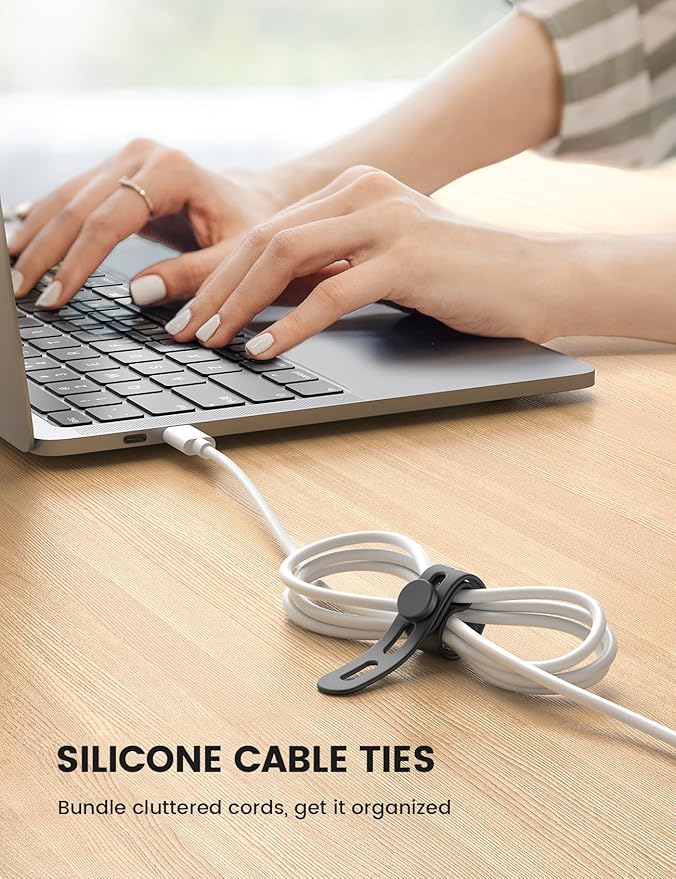 Lamicall 20Pack Silicone Cable Ties, Office Desk Organizer Accessories - Image 2