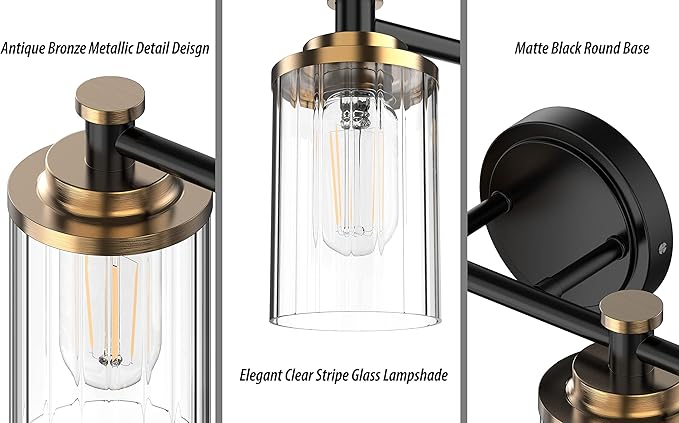 PHIXART Bathroom Lighting Fixtures Black and Gold Bathroom Vanity Light - Image 5