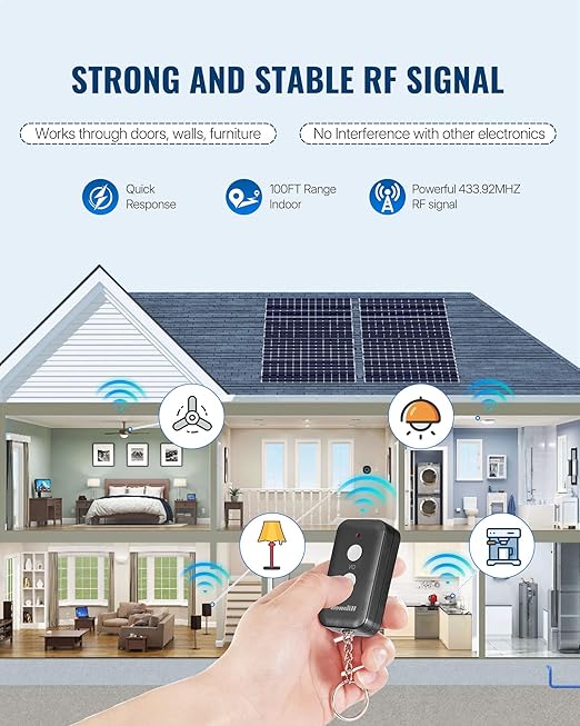 Black Remote Control Outlet, WILAWELS Wireless Remote On Off Switch - Image 5
