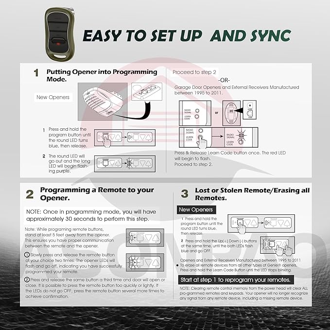 2X Genie Garage Door Opener Remote G3T-A G3T-R G3T-BX - Image 9