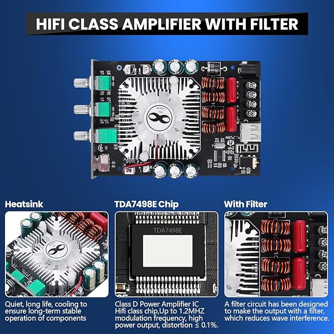 Audio Amplifier Board, ZK-1602T Bluetooth 5.0 Power Amp - Image 2