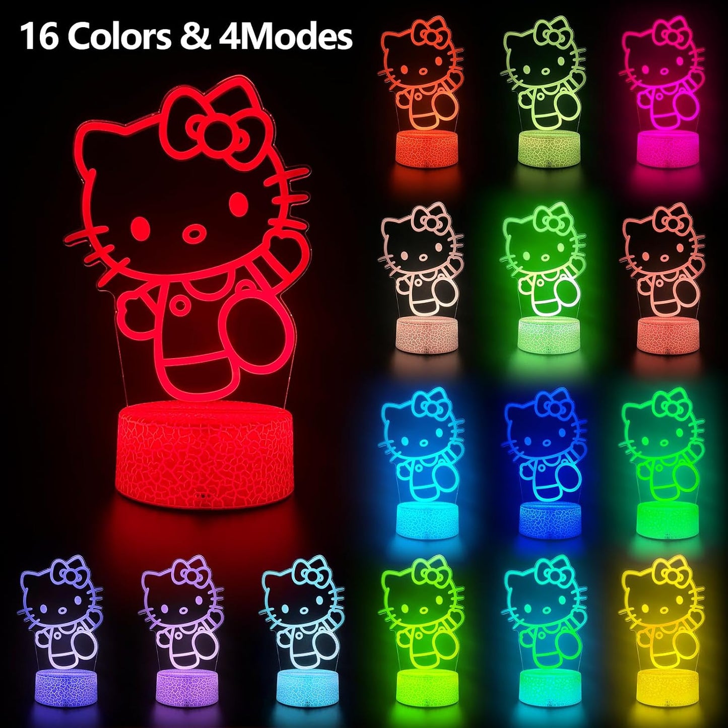 AIHYING Cat Night Light Cute Night Light - Anime Charater 16 Color Change Decor Kitty Lamp with Remote, Dim, Timer,Kids Gifts for Christmas Birthday,Nursery Baby