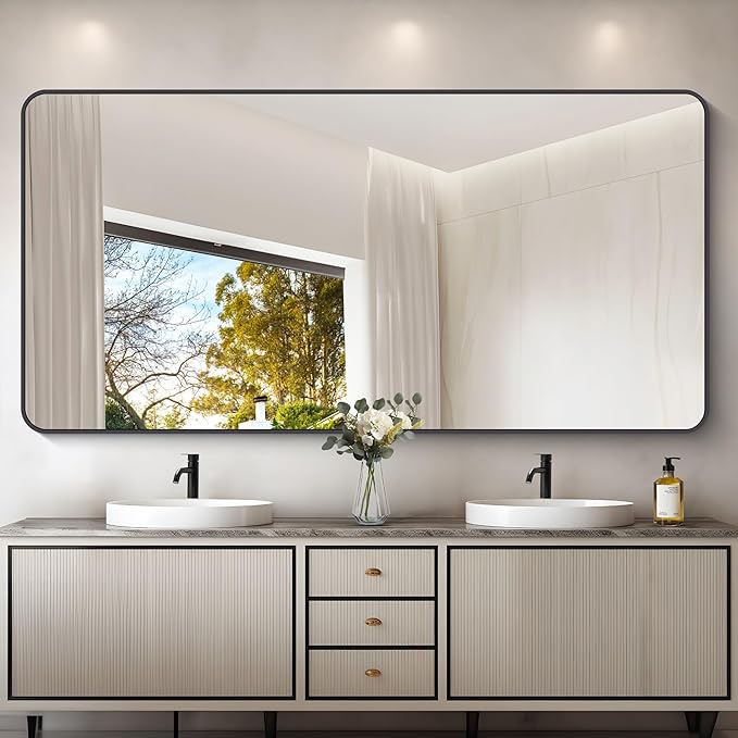 72" x 36"Bathroom Mirror, Matte Black Wall Mirror - Image 2