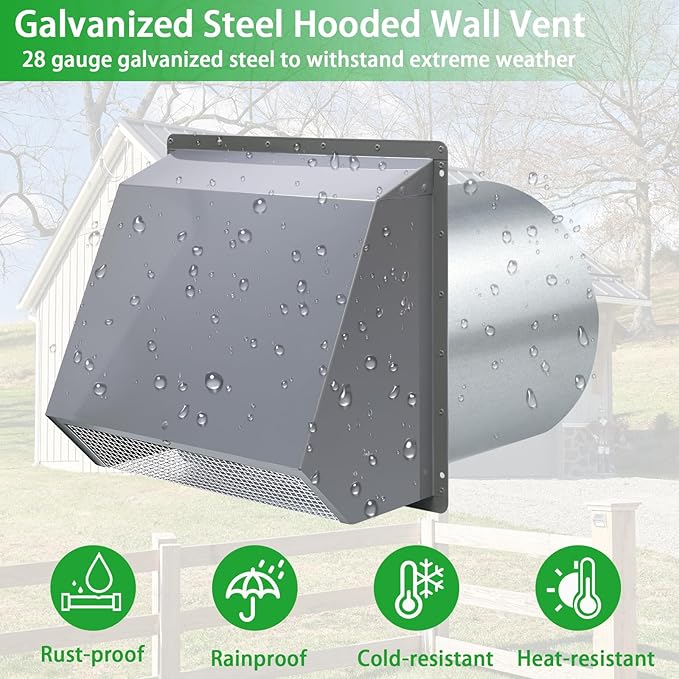 10 Inch Hooded Wall Vent Exhaust - Image 7