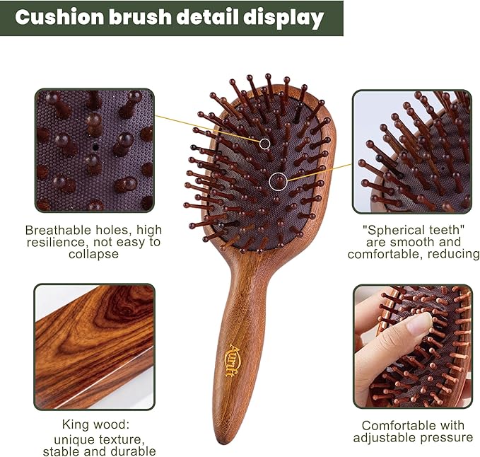 4-in-1 Wooden Gua Sha Facial Tools & Hair Detangler Brush Set – Manual Guasha - Image 5