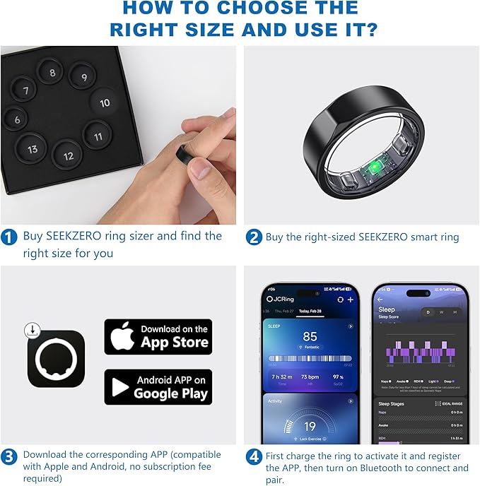 SEEKZERO Smart Ring for Women Men, Titanium Fitness Ring - Image 2