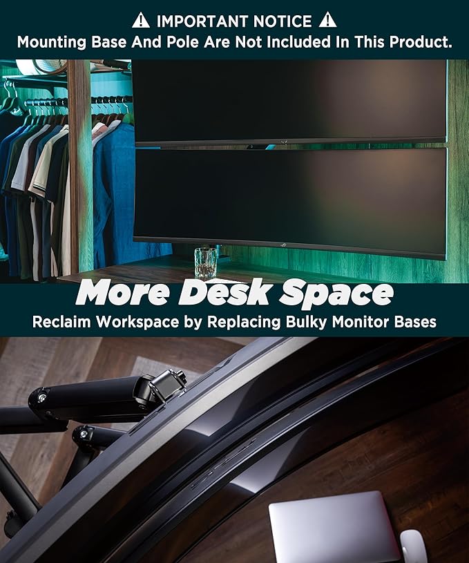 ULTRARM Heavy Duty Extension Arm Dual 49" Vertical Stacked Monitor Mount Height - Image 7