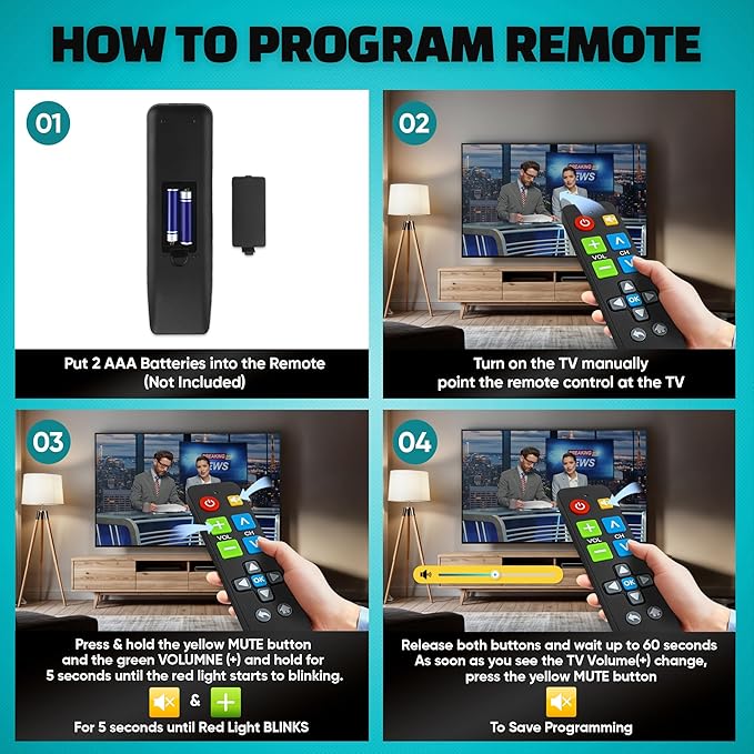 EZclicker Big Button Universal TV Remote Simple Easy to Use, Works - Image 5