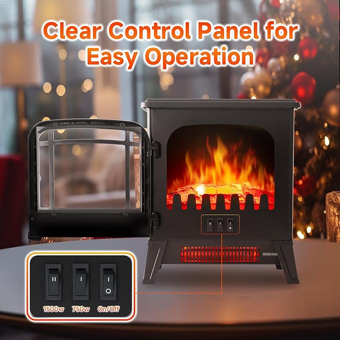 17" Freestanding Electric Fireplace Heater - Image 6