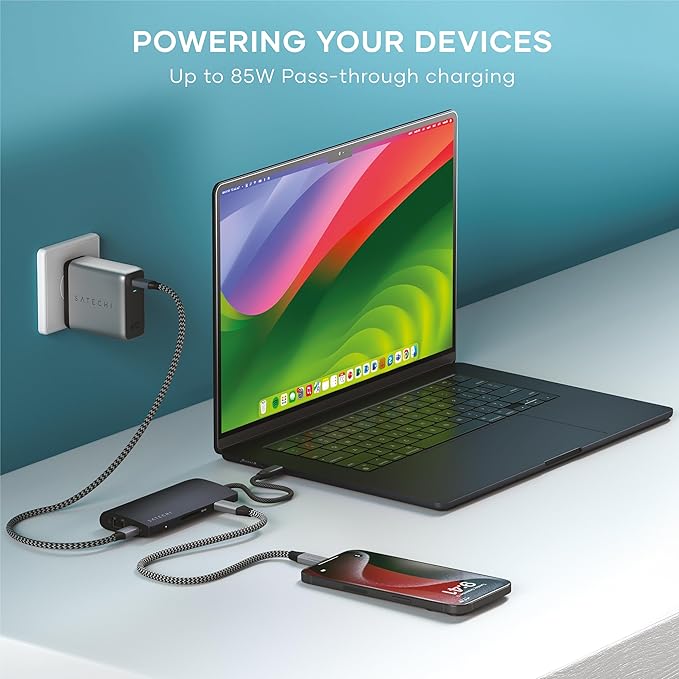 Satechi 8 in 1 USB C Hub Multiport Adapter V3, 8K HDMI, 100W Charging, 4 USB - Image 5