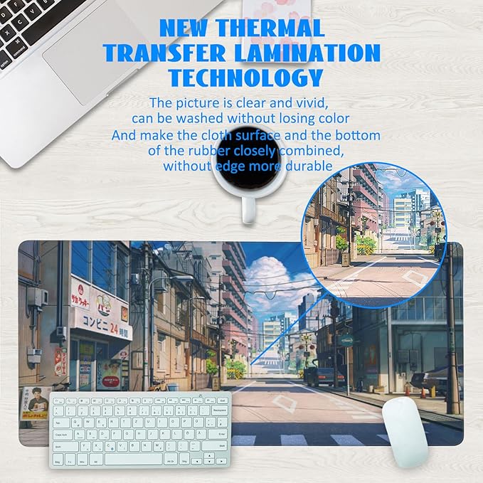Desk Mat, Anime Summer Street Scenery Extended Gaming Mouse Pad Large, - Image 3