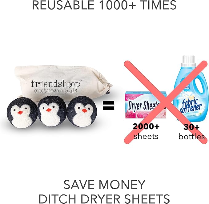 Friendsheep Wool Dryer Balls, Organic Reusable Fabric Softener Alternative - Image 3