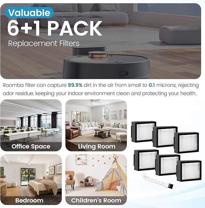 6 Pack Roomba Filters Fit for i-Robot Roomba I J E Series E5 E6 E7 i3 i3+ i4 i6 - Image 6