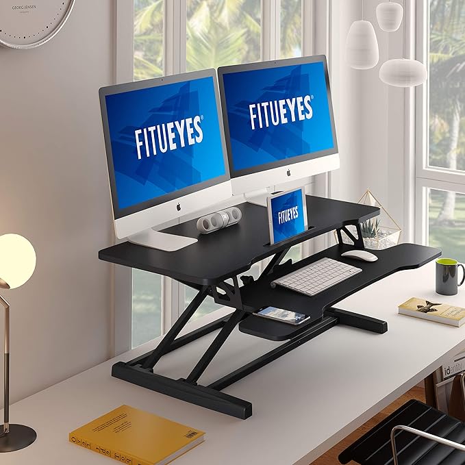 FITUEYES Height Adjustable Standing Desk 36” Wide Sit to Stand Converter Stand - Image 2