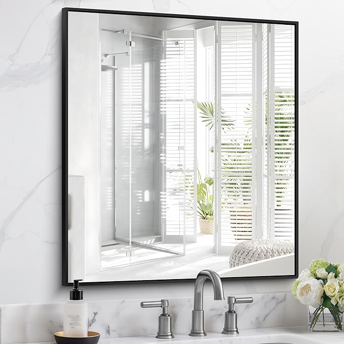 Black Bathroom Mirror for Wall, 30x36 Inch Rectangle - Image 9