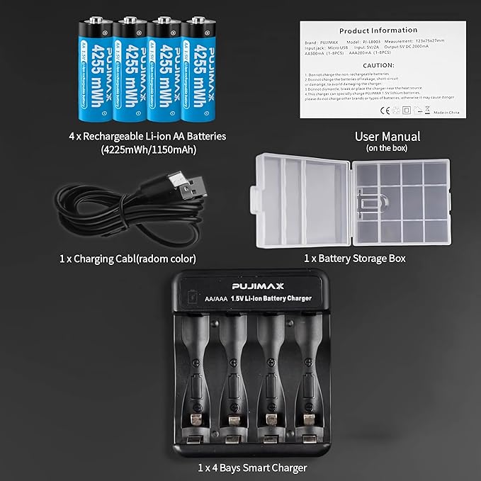 PUJIMAX Rechargeable AA Batteries Lithium - Image 8