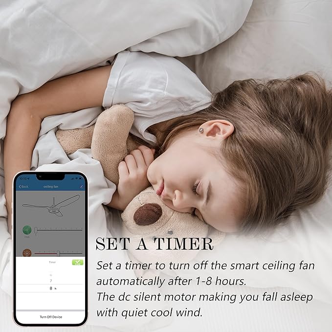 SMAAIR Smart Ceiling Fans with Lights and Remote, 60 Inch Low Profile Ceiling - Image 6