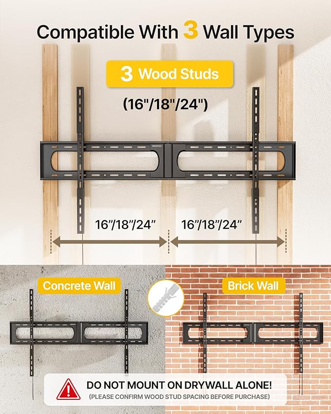 monTEK Heavy Duty XXL Fixed TV Wall Mount - Image 4