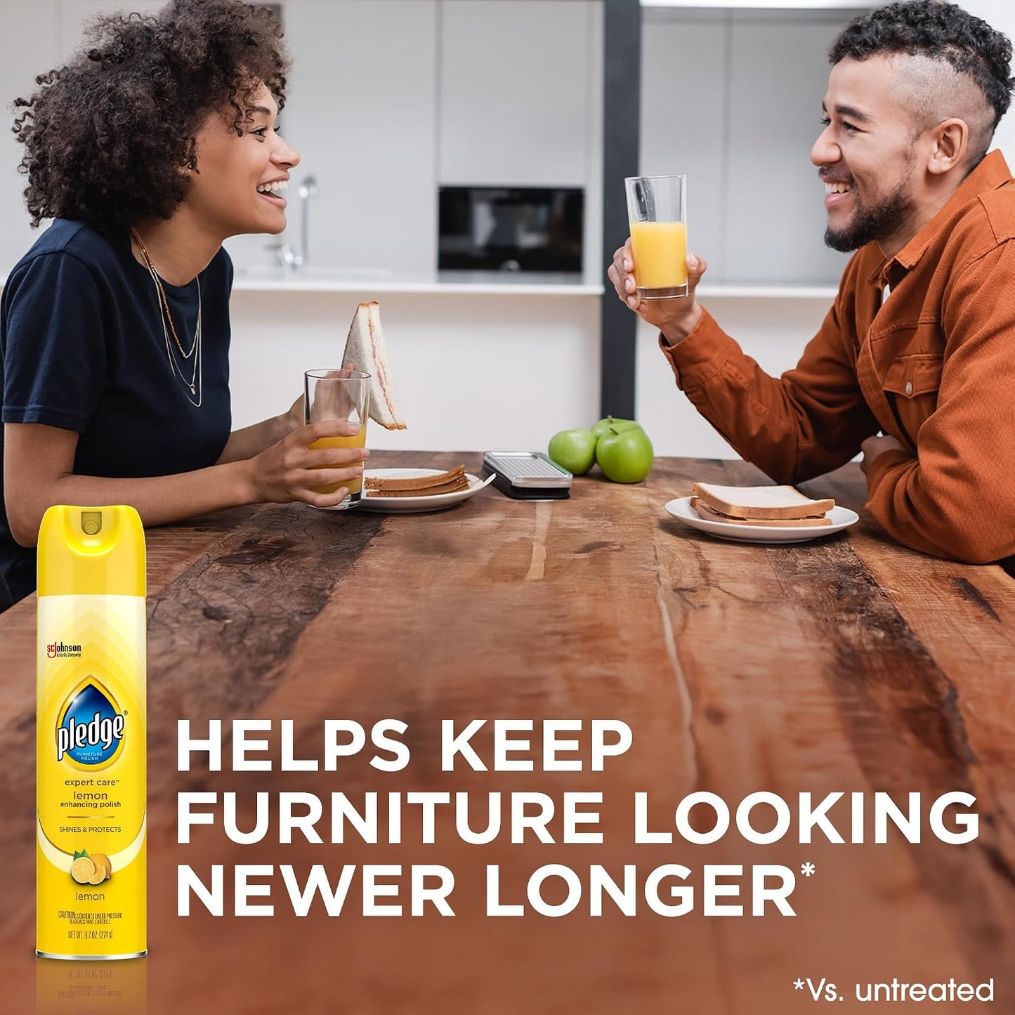 Pledge Enhancing Polish Spray, Wood Furniture & Stainless Steel Polish, Remove Dust and Fingerprints, Fast Shine and Protect, Prevent Scratches & Knicks - Lemon Scent, 9.7oz