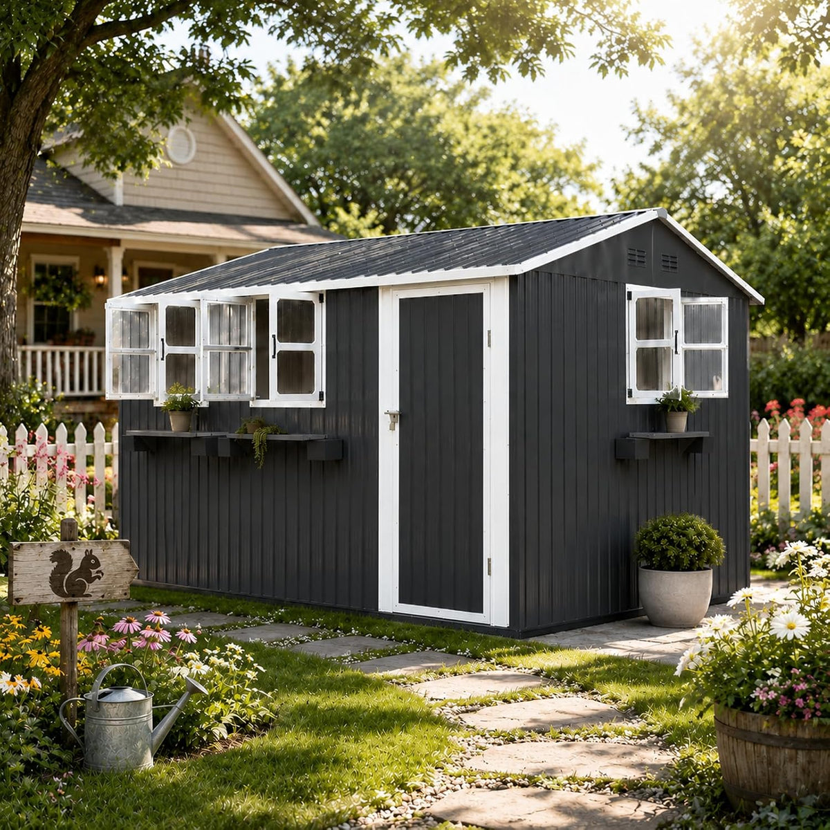 12x10 ft outdoor storage shed with 3 clear, main product view