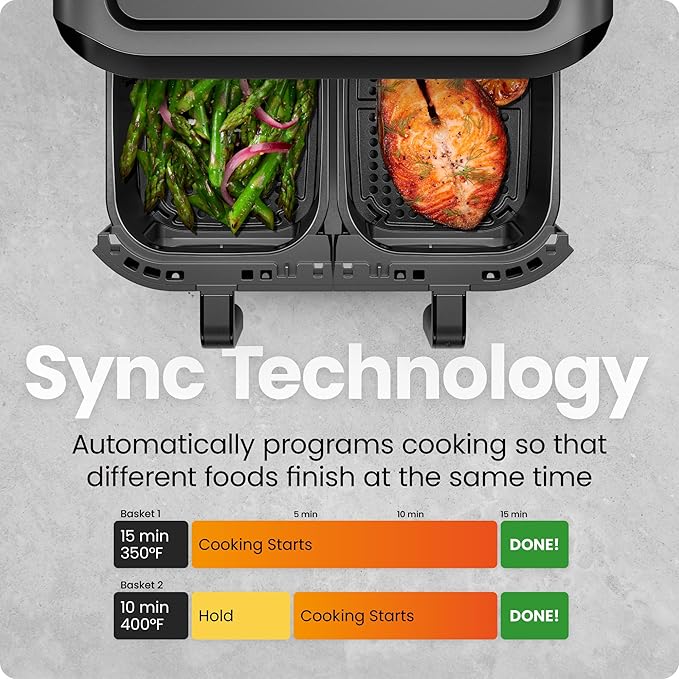 CHEFMAN 6 Quart Dual Basket Air Fryer Oven - Image 4