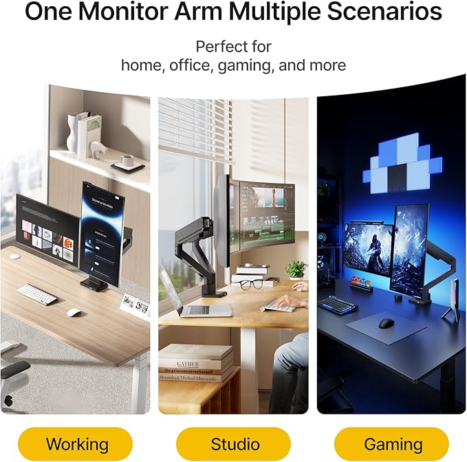 monTEK Dual Monitor Mount with USB Monitor Arms - Image 9
