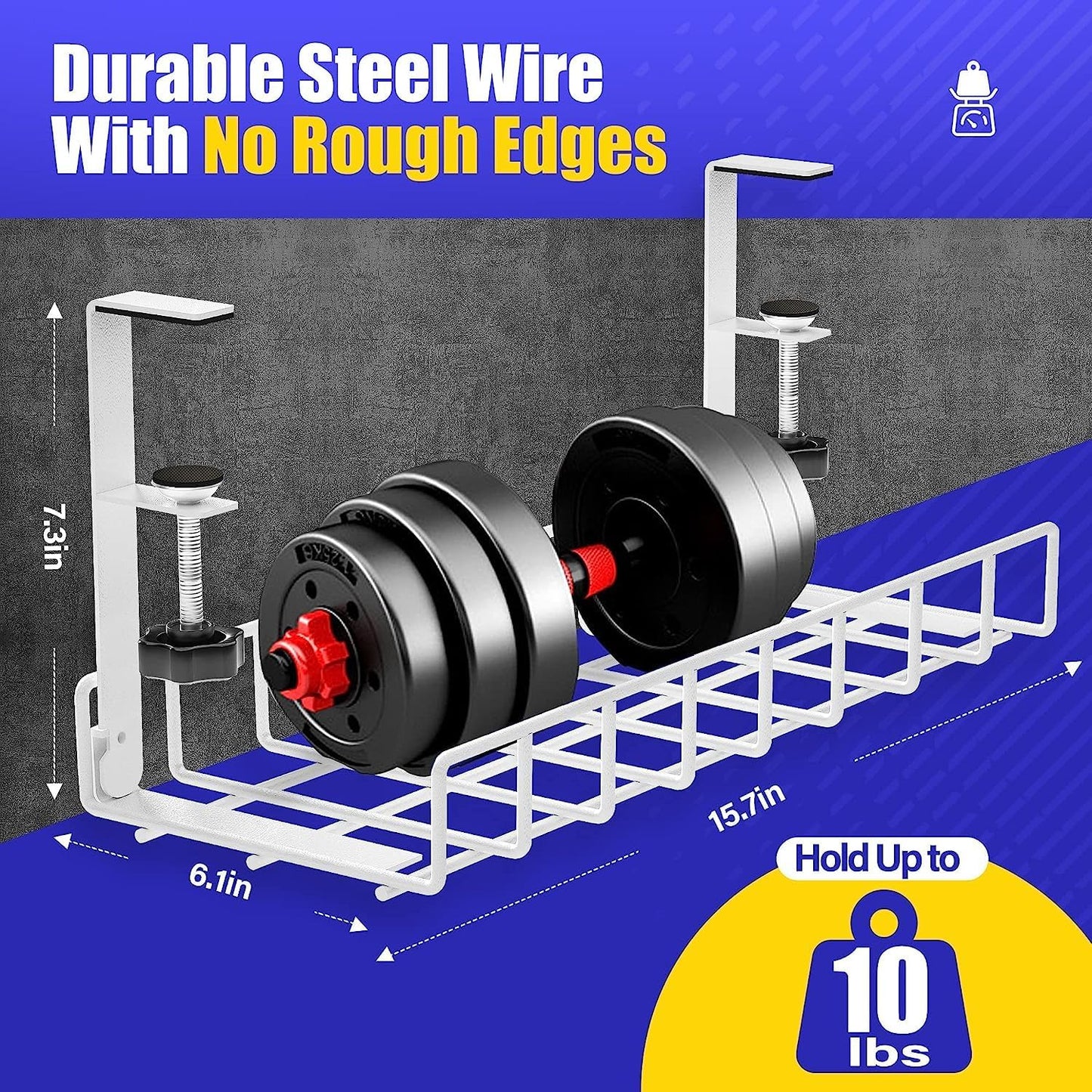 Under Desk Cable Management Tray, Xpatee Upgraded Wire Management No Drill No Screws, Cable Tray with Clamp for Wire Organizers, Computer Cord Rack for Office, Home - No Damage to Desk White