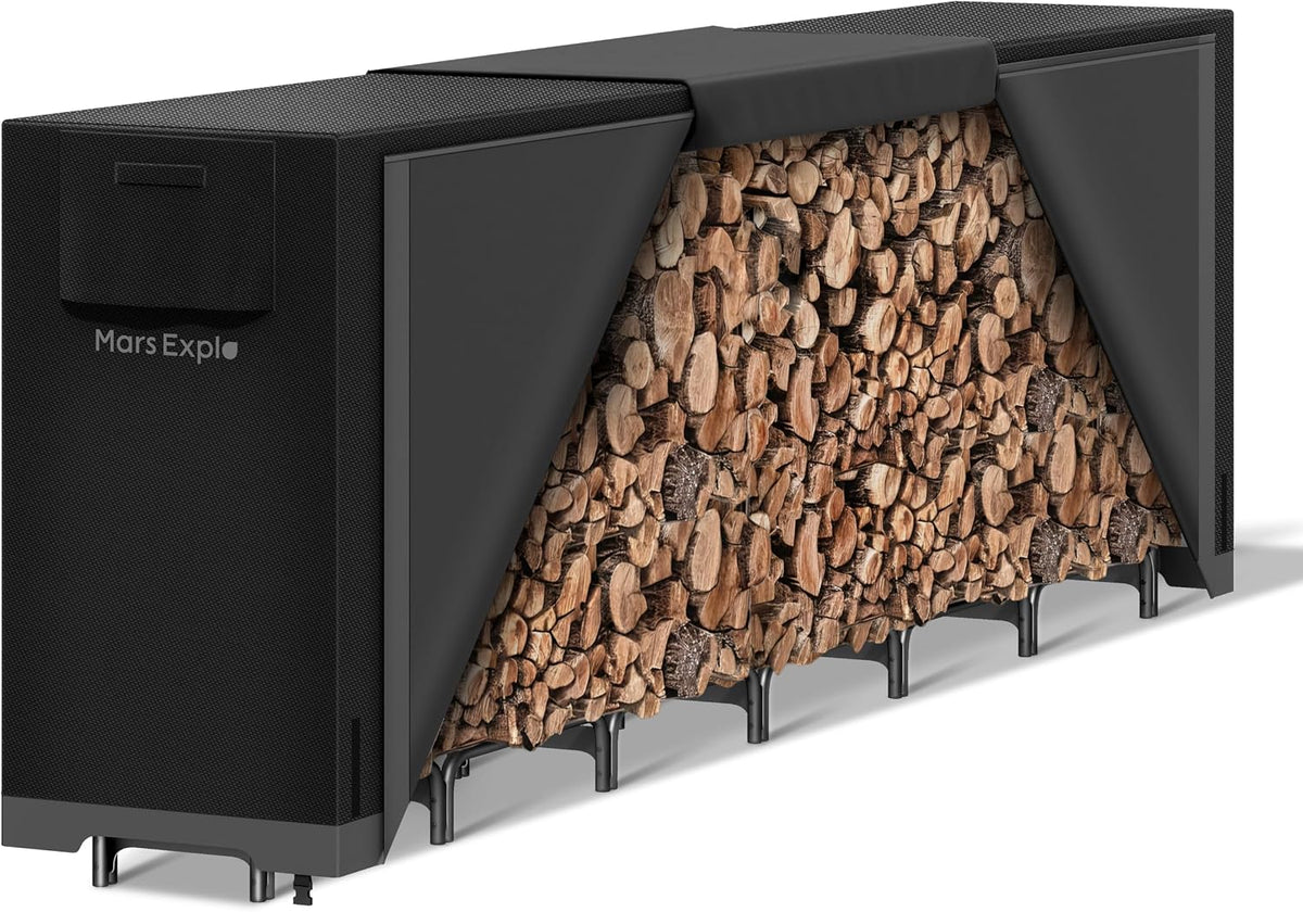 12ft firewood log rack with cover outdoor, heavy, main product view